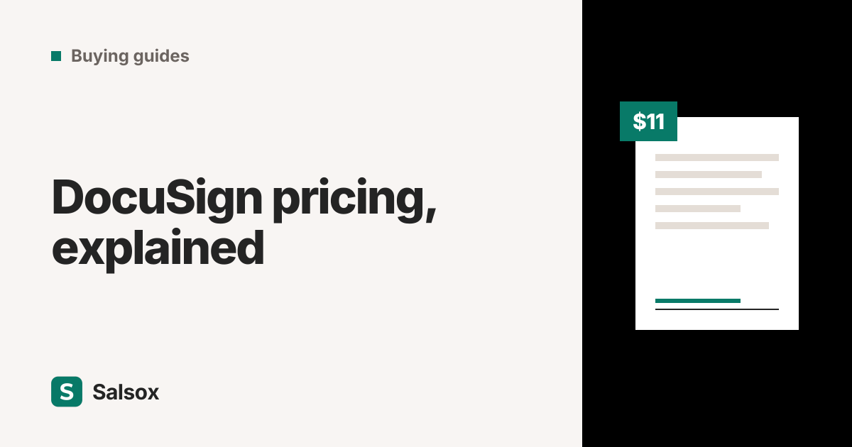 DocuSign pricing explained: a document tagged with a price, signed with a teal line