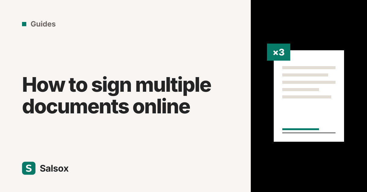 How to sign multiple documents online: a stack of documents with a teal signature line